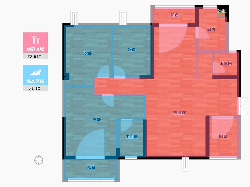 湖南省-长沙市-文景领秀-101.84-户型库-动静分区