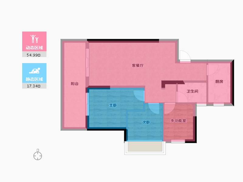 广西壮族自治区-南宁市-安吉大唐世家-64.43-户型库-动静分区