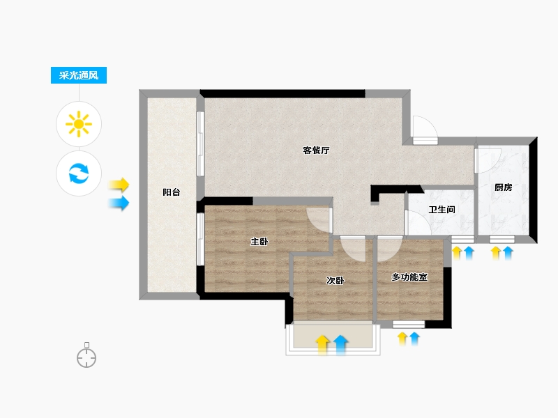 广西壮族自治区-南宁市-安吉大唐世家-64.43-户型库-采光通风