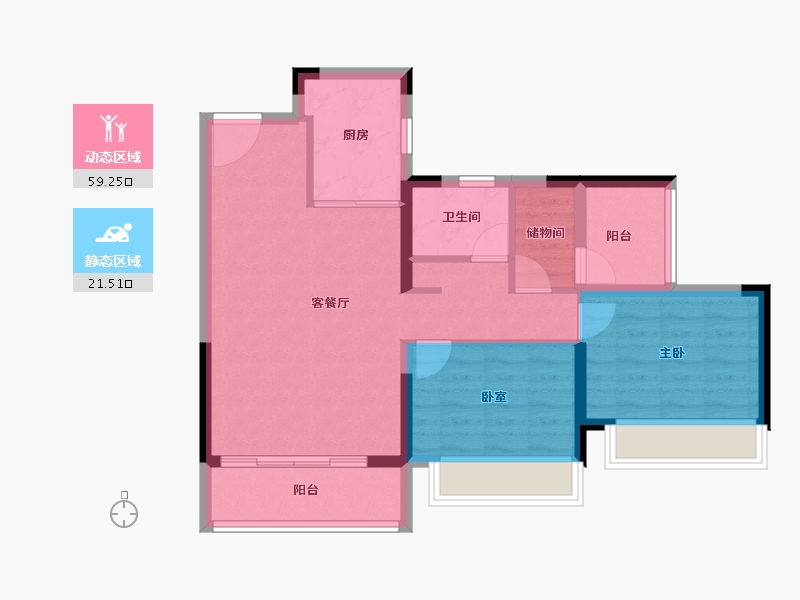 广东省-广州市-广州南沙华宇凤凰艺术岛-72.03-户型库-动静分区