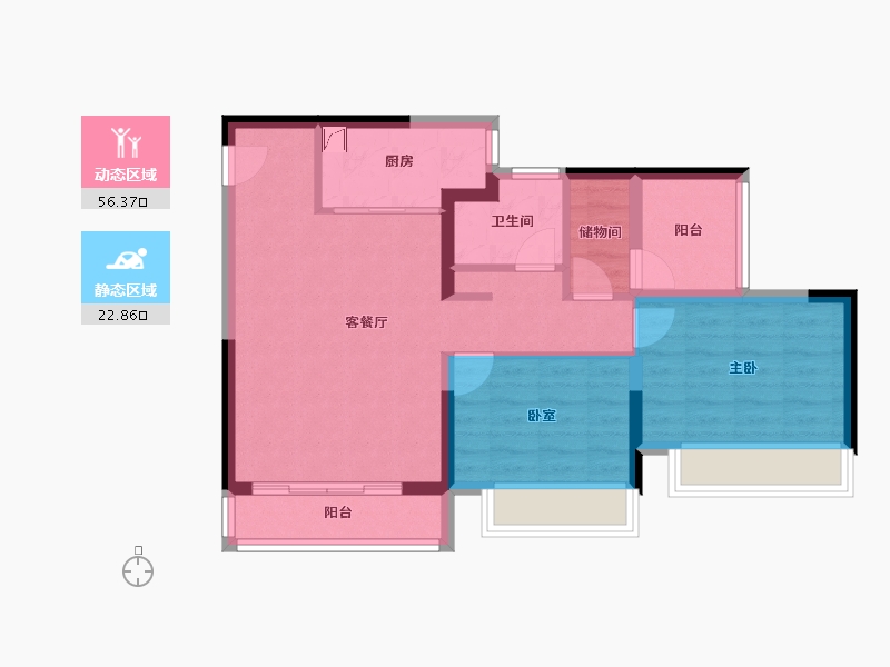 广东省-广州市-广州南沙华宇凤凰艺术岛-70.13-户型库-动静分区