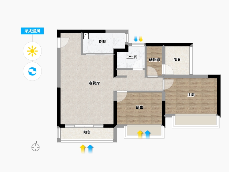 广东省-广州市-广州南沙华宇凤凰艺术岛-70.13-户型库-采光通风