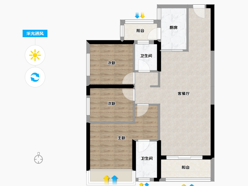 广东省-肇庆市-碧桂园龙熹山-78.58-户型库-采光通风