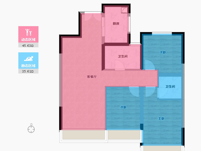 内蒙古自治区-包头市-东河新城吾悦和府-83.40-户型库-动静分区