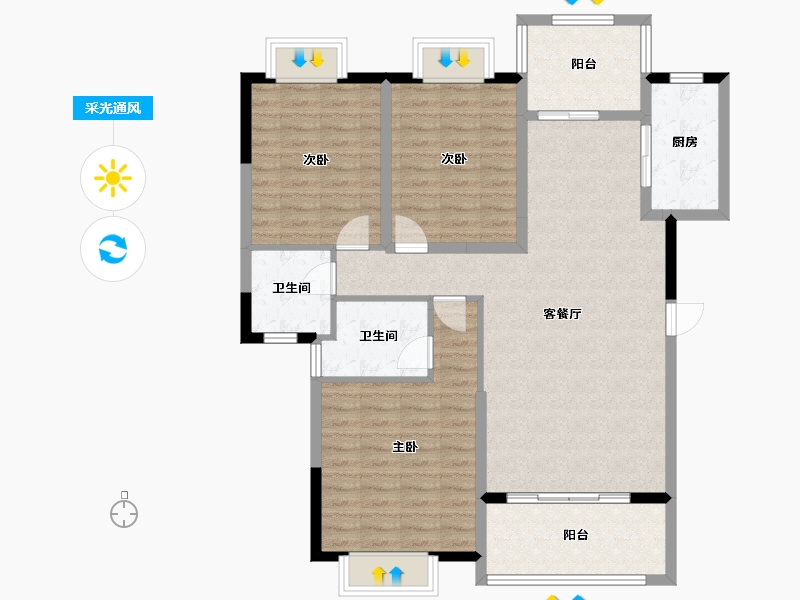 广东省-广州市-仁安花园-109.71-户型库-采光通风