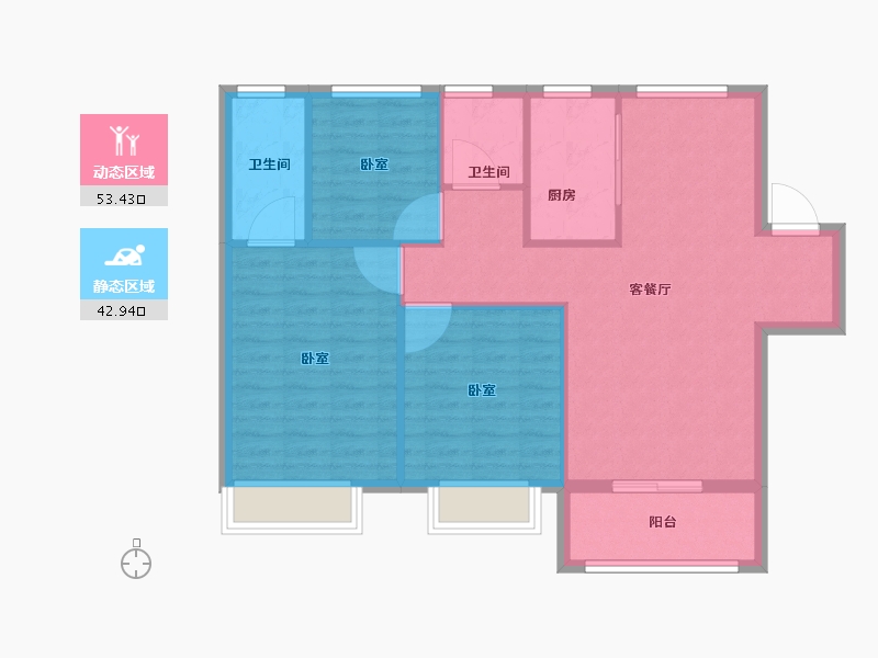 安徽省-六安市-新滨湖孔雀城-88.00-户型库-动静分区