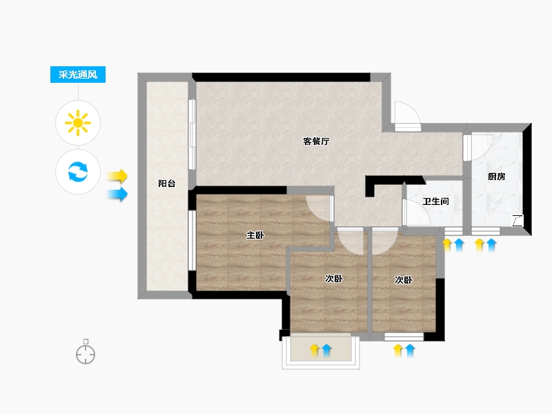 广西壮族自治区-南宁市-安吉大唐世家-60.50-户型库-采光通风