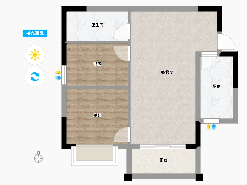 广西壮族自治区-南宁市-汉军冠江台-55.36-户型库-采光通风