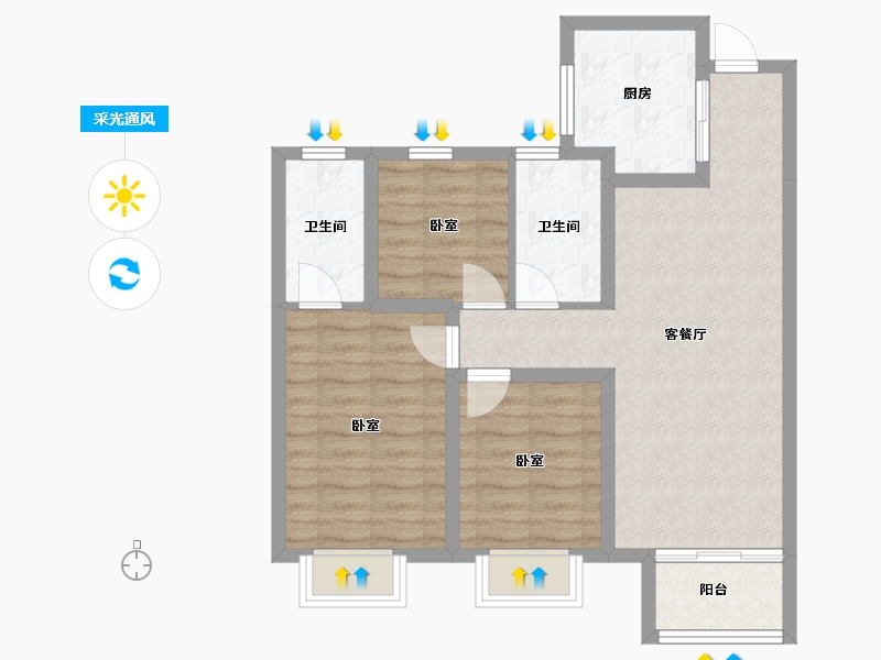 山西省-太原市-太原·龙湖天鉅-72.34-户型库-采光通风