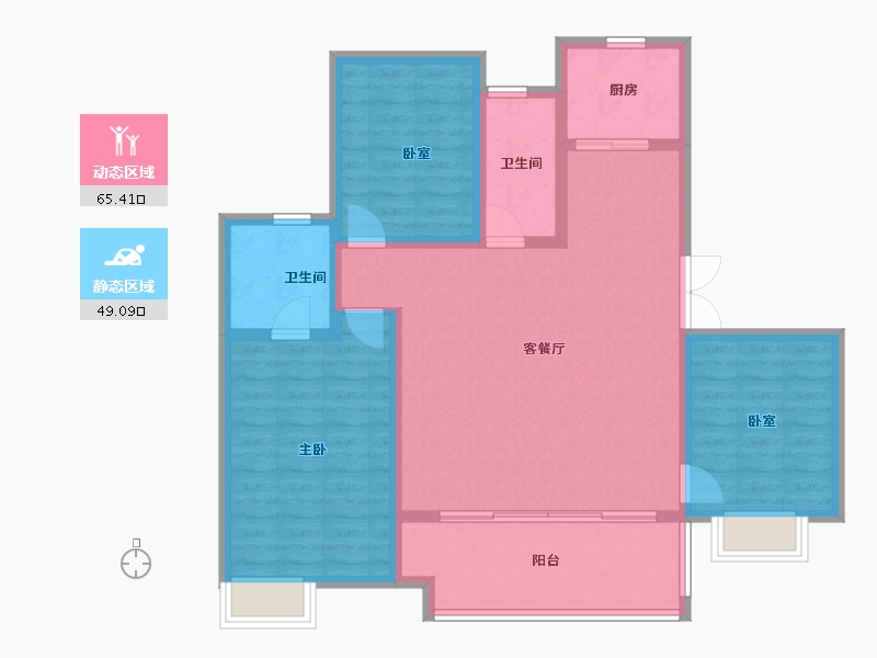 安徽省-合肥市-信达华宇锦绣龙川-103.20-户型库-动静分区