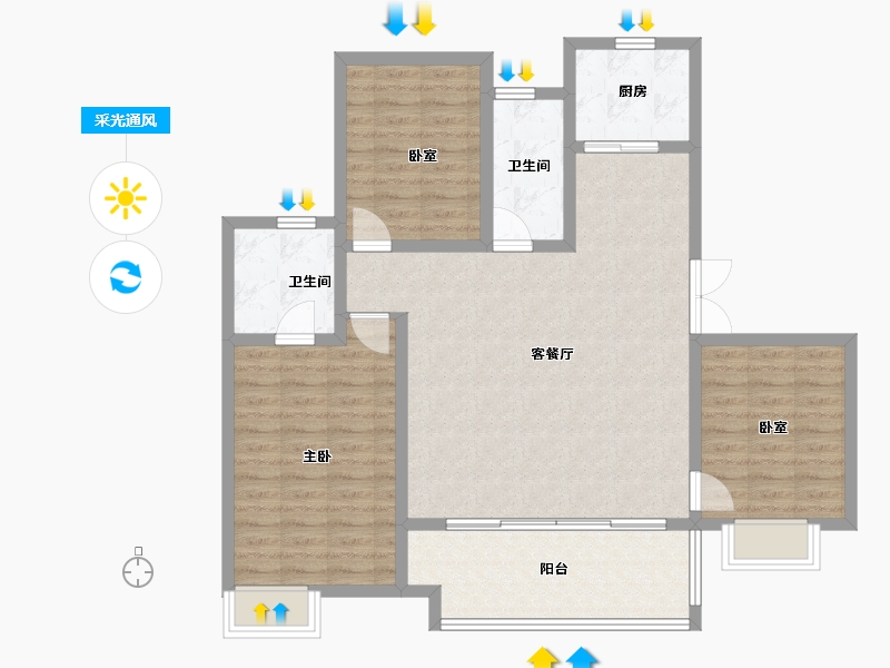 安徽省-合肥市-信达华宇锦绣龙川-103.20-户型库-采光通风