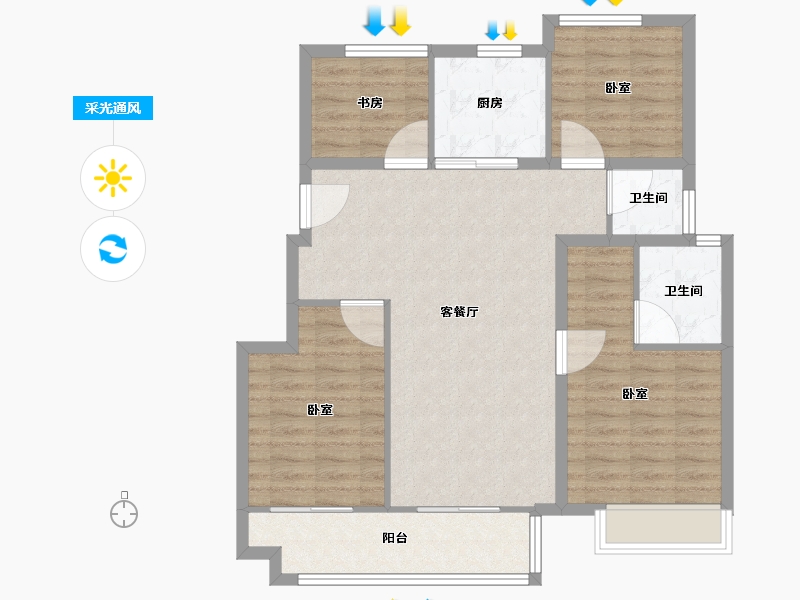 安徽省-六安市-新滨湖孔雀城-92.80-户型库-采光通风