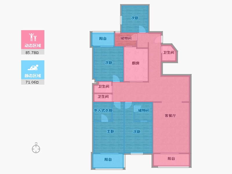 陕西省-西安市-雅荷翠华小区-160.00-户型库-动静分区