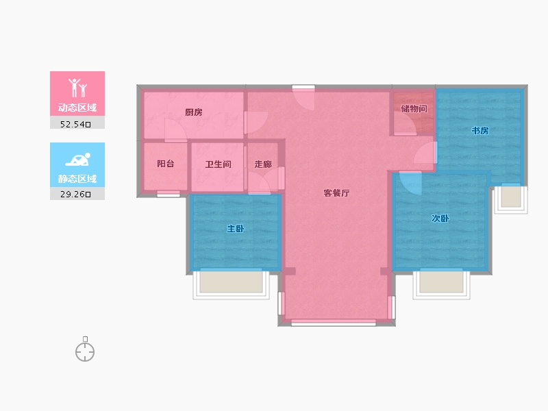 陕西省-西安市-碧桂园珑悦-90.00-户型库-动静分区