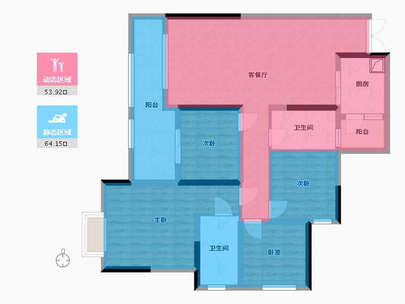 贵州省-黔东南苗族侗族自治州-惠邦学府世家-105.00-户型库-动静分区