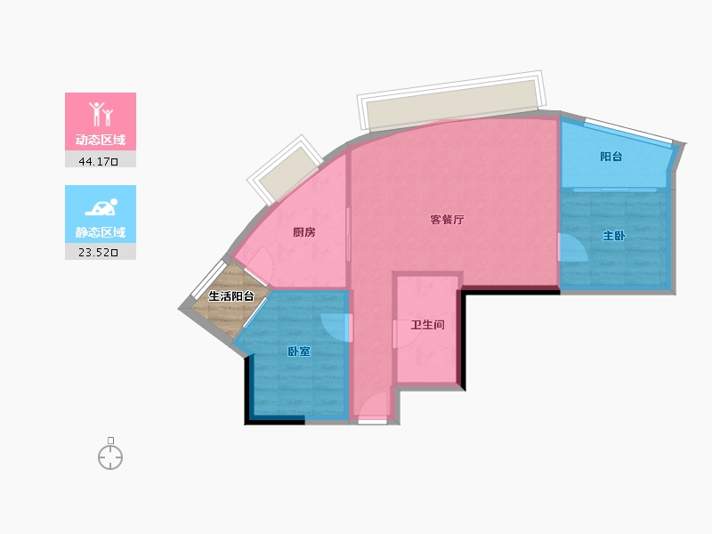 广东省-广州市-时代珑星-64.33-户型库-动静分区