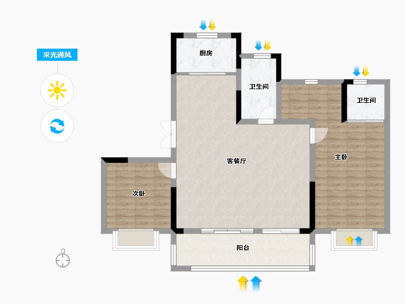 安徽省-合肥市-融侨天越-102.98-户型库-采光通风