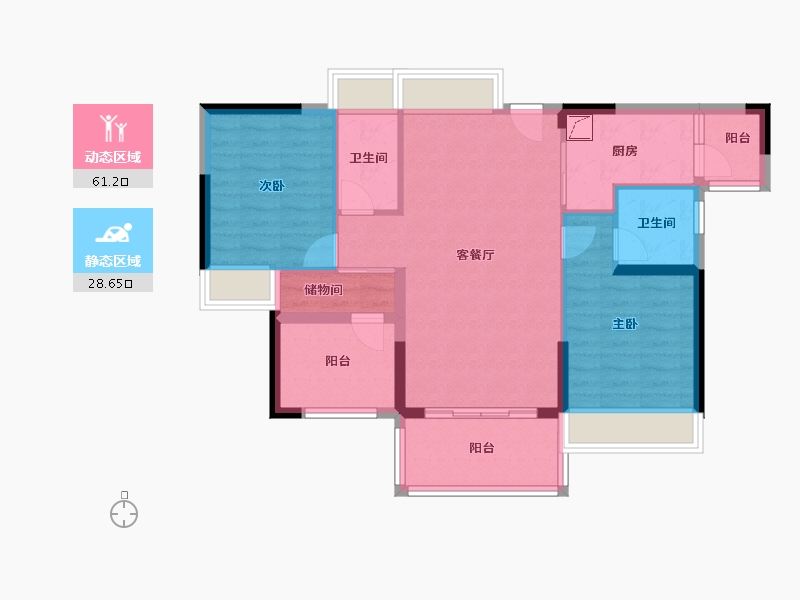 广东省-江门市-碧桂园山水豪园·凤凰郡-80.00-户型库-动静分区