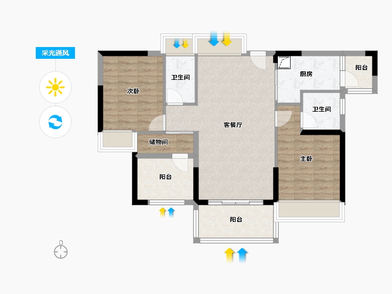 广东省-江门市-碧桂园山水豪园·凤凰郡-80.00-户型库-采光通风