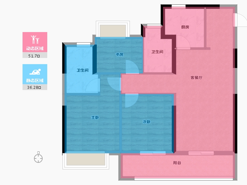 浙江省-杭州市-祥生湛景江山云樾府-78.40-户型库-动静分区