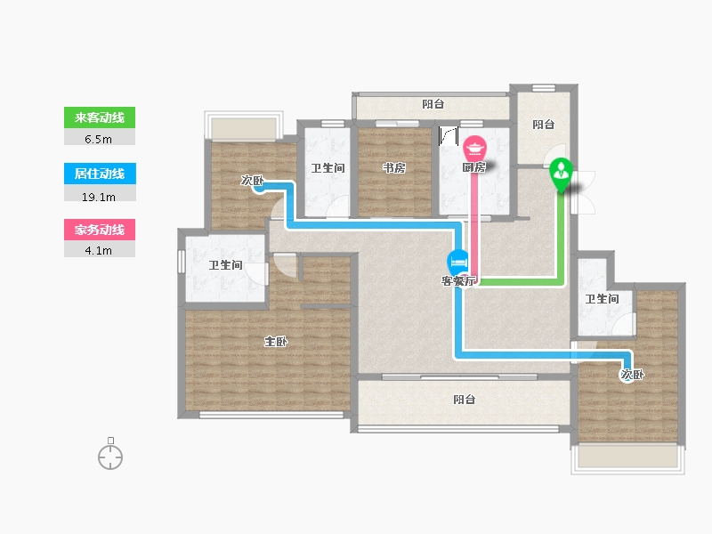 浙江省-杭州市-时代滨江丹枫四季院-148.00-户型库-动静线