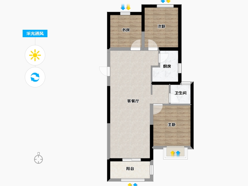 山西省-太原市-融信·时光之城-70.91-户型库-采光通风