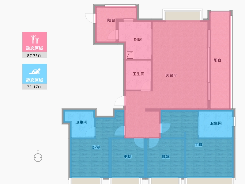 浙江省-杭州市-华润置地亚奥城-145.60-户型库-动静分区