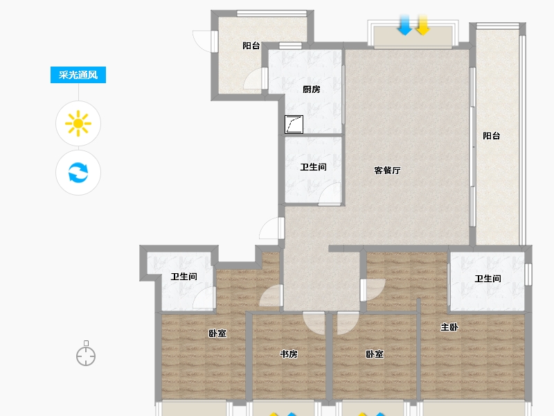 浙江省-杭州市-华润置地亚奥城-145.60-户型库-采光通风