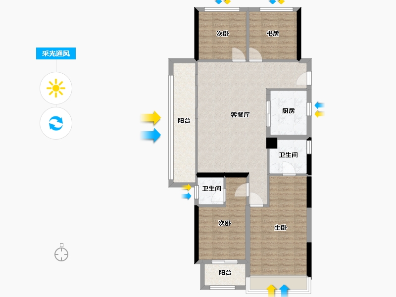 浙江省-杭州市-东亚溪雅香舍-102.68-户型库-采光通风