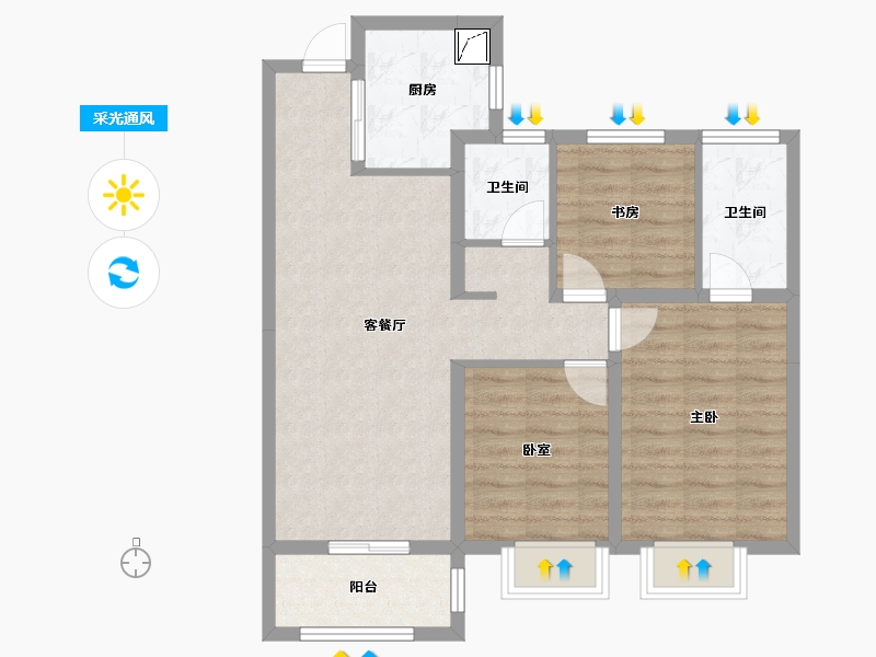 山西省-太原市-融信·时光之城-76.66-户型库-采光通风