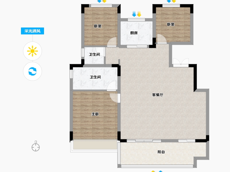 安徽省-合肥市-世茂国风-110.49-户型库-采光通风