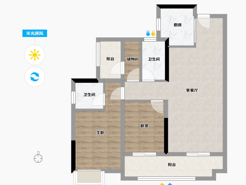 广东省-广州市-中建弘阳德信·湾璟壹号-75.86-户型库-采光通风