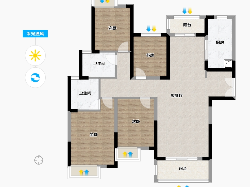 湖北省-武汉市-南德长江城-107.00-户型库-采光通风