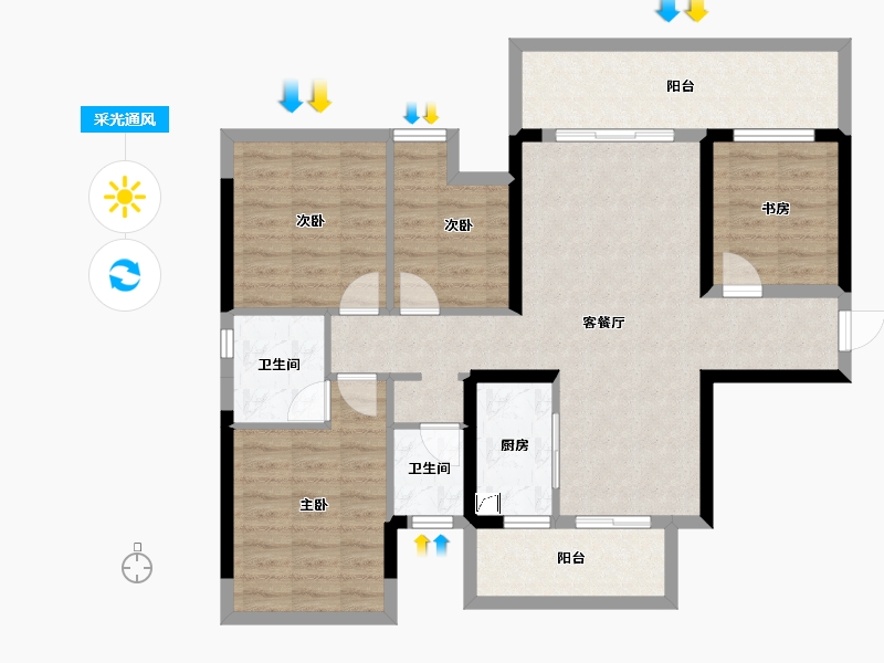 广西壮族自治区-南宁市-天健和府-97.51-户型库-采光通风