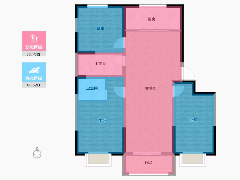 山西省-太原市-融超悦府-91.63-户型库-动静分区