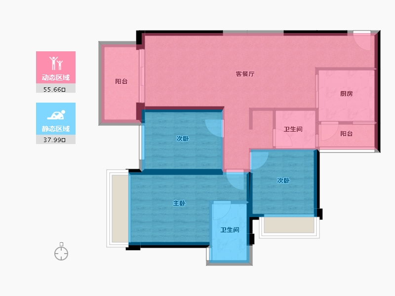 广西壮族自治区-南宁市-天健天境-83.65-户型库-动静分区