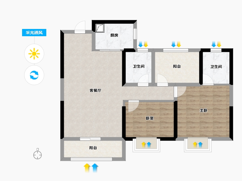 山西省-太原市-鑫光·星悦城-83.30-户型库-采光通风