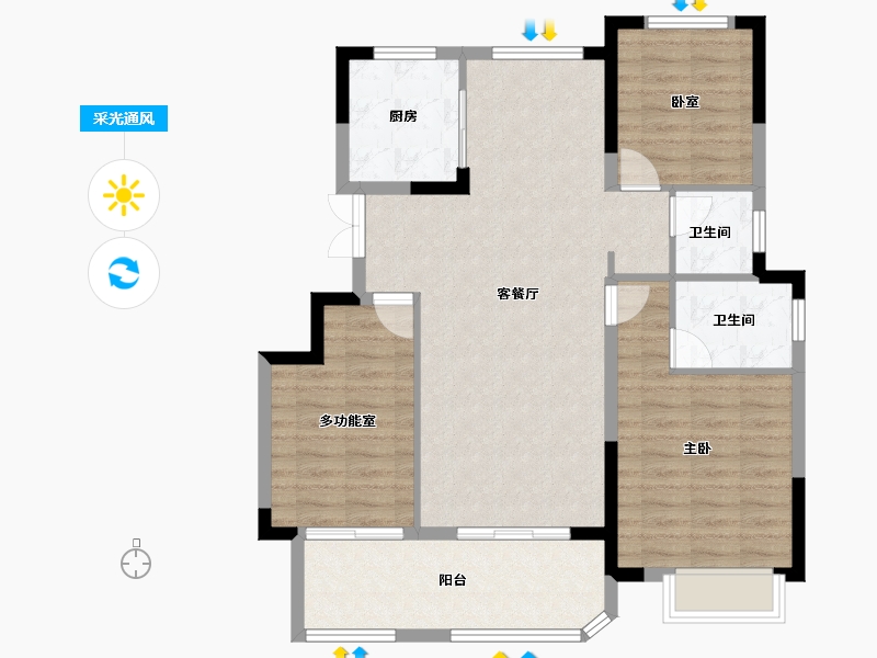 安徽省-合肥市-乐富强悦湖熙岸-94.59-户型库-采光通风