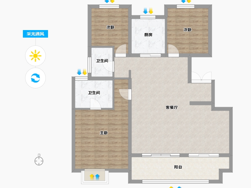 江苏省-常州市-熙悦府-106.20-户型库-采光通风