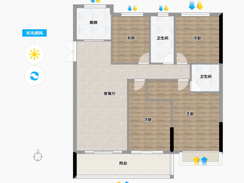 浙江省-杭州市-佳源湘湖印象-112.48-户型库-采光通风