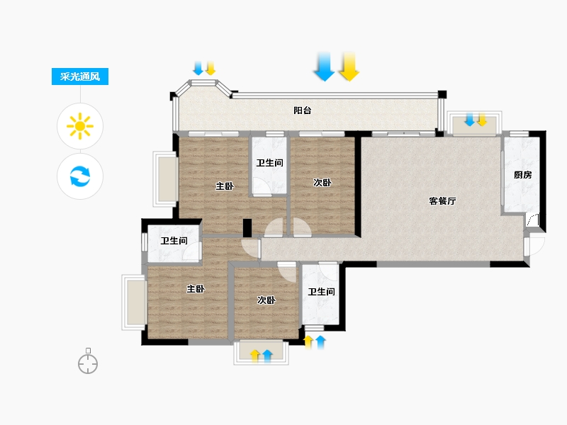 广西壮族自治区-南宁市-汉军冠江台-118.78-户型库-采光通风