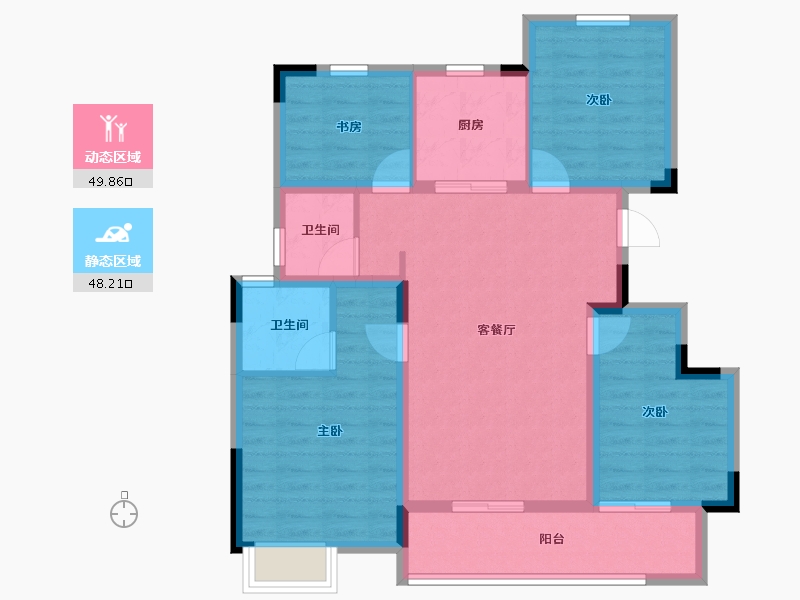 浙江省-杭州市-天樾四季-87.39-户型库-动静分区