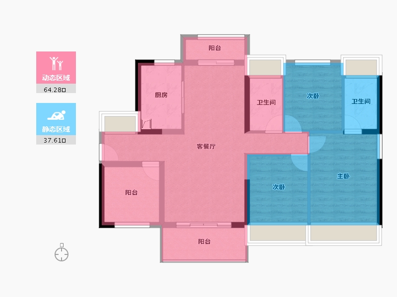 广东省-佛山市-ICC碧桂园三龙汇-91.08-户型库-动静分区