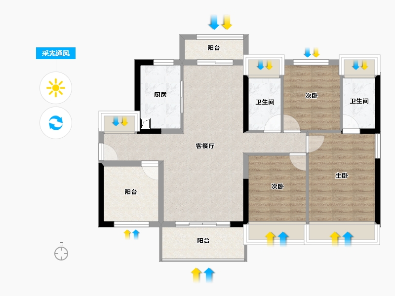 广东省-佛山市-ICC碧桂园三龙汇-91.08-户型库-采光通风