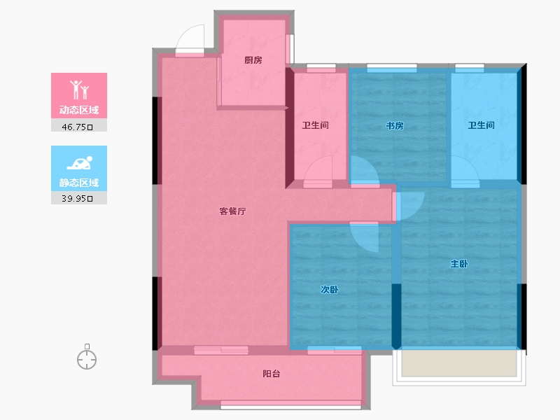 浙江省-杭州市-东亚溪雅香舍-77.60-户型库-动静分区