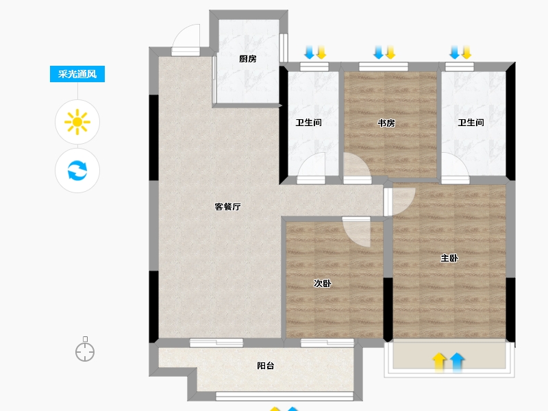 浙江省-杭州市-东亚溪雅香舍-77.60-户型库-采光通风