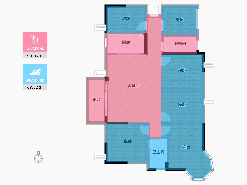 广西壮族自治区-南宁市-汉军冠江台-107.47-户型库-动静分区