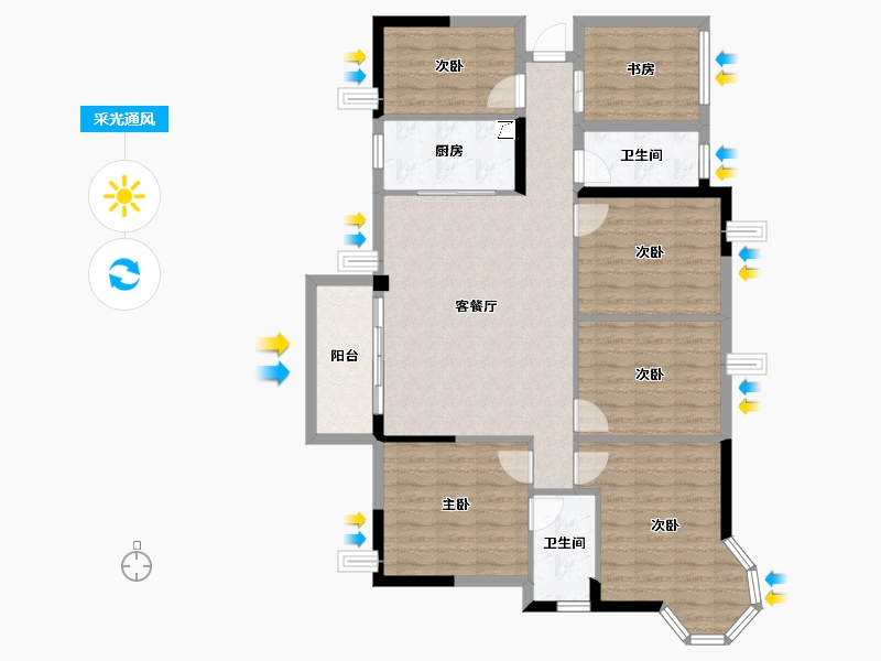 广西壮族自治区-南宁市-汉军冠江台-107.47-户型库-采光通风