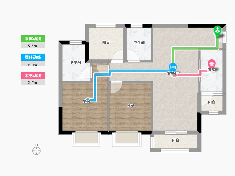 广东省-广州市-合景朗悦公馆-71.31-户型库-动静线