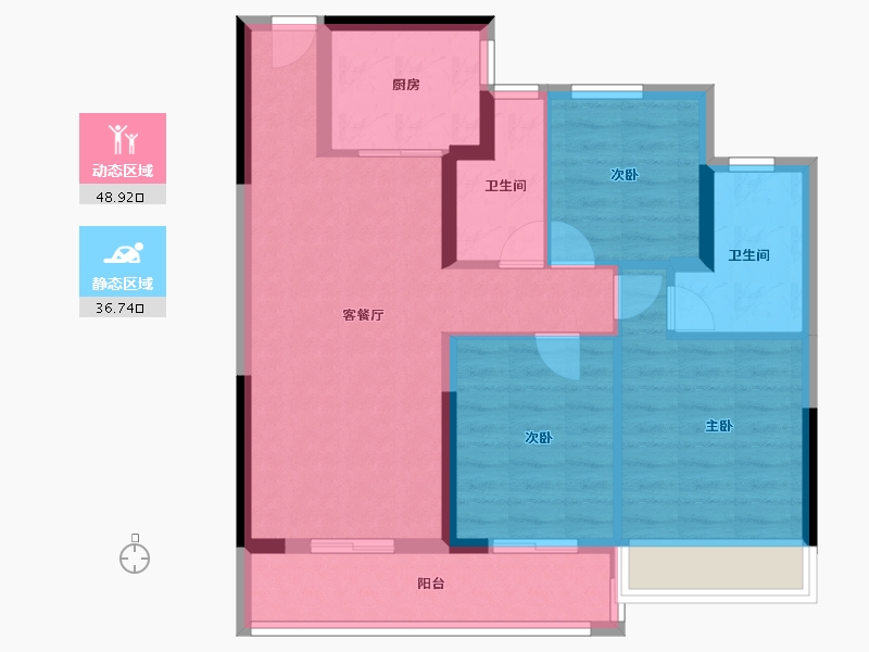 浙江省-杭州市-敏捷星著柏悦府-76.00-户型库-动静分区